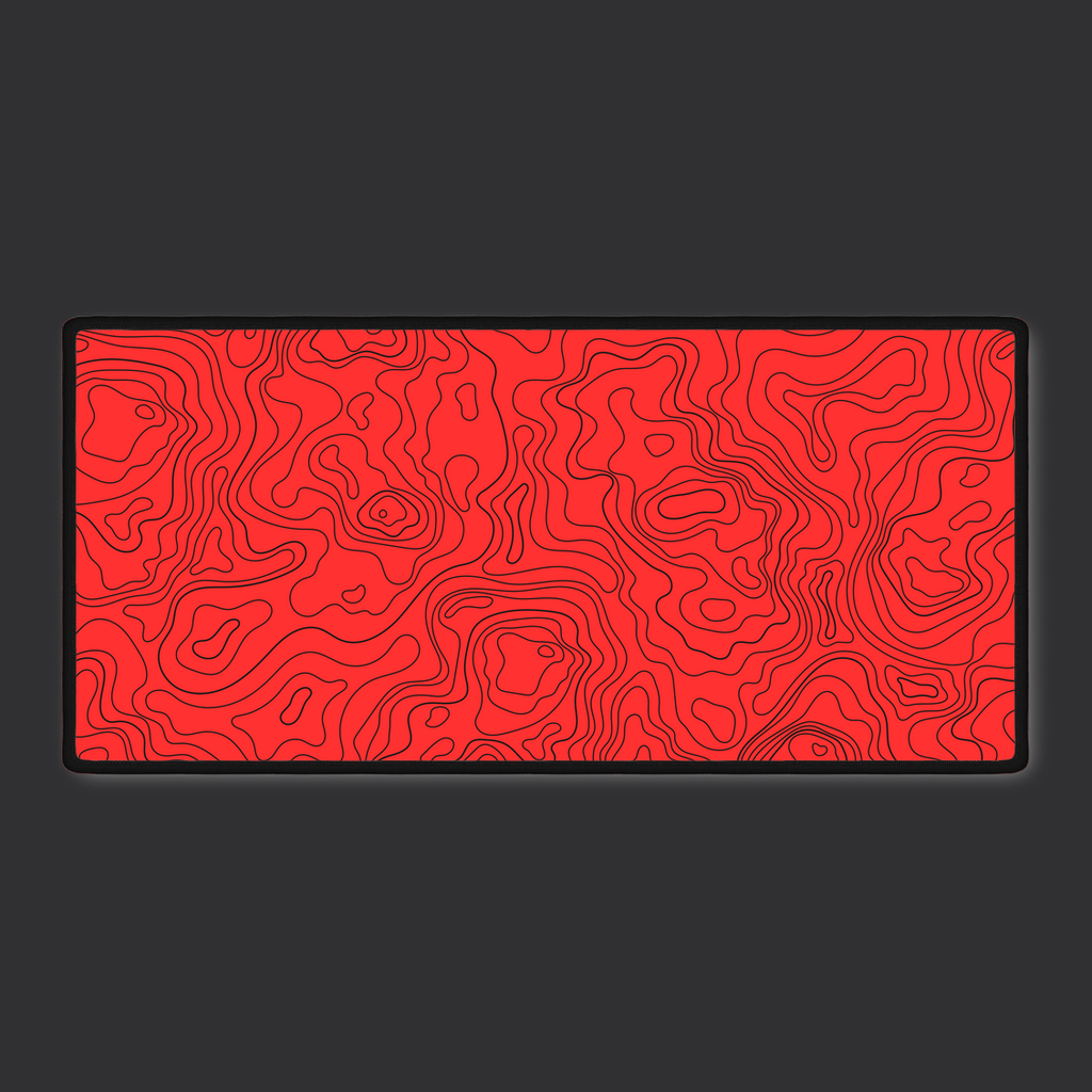 Red Topographic Desk Mat | Bold Elevation for Your Workspace